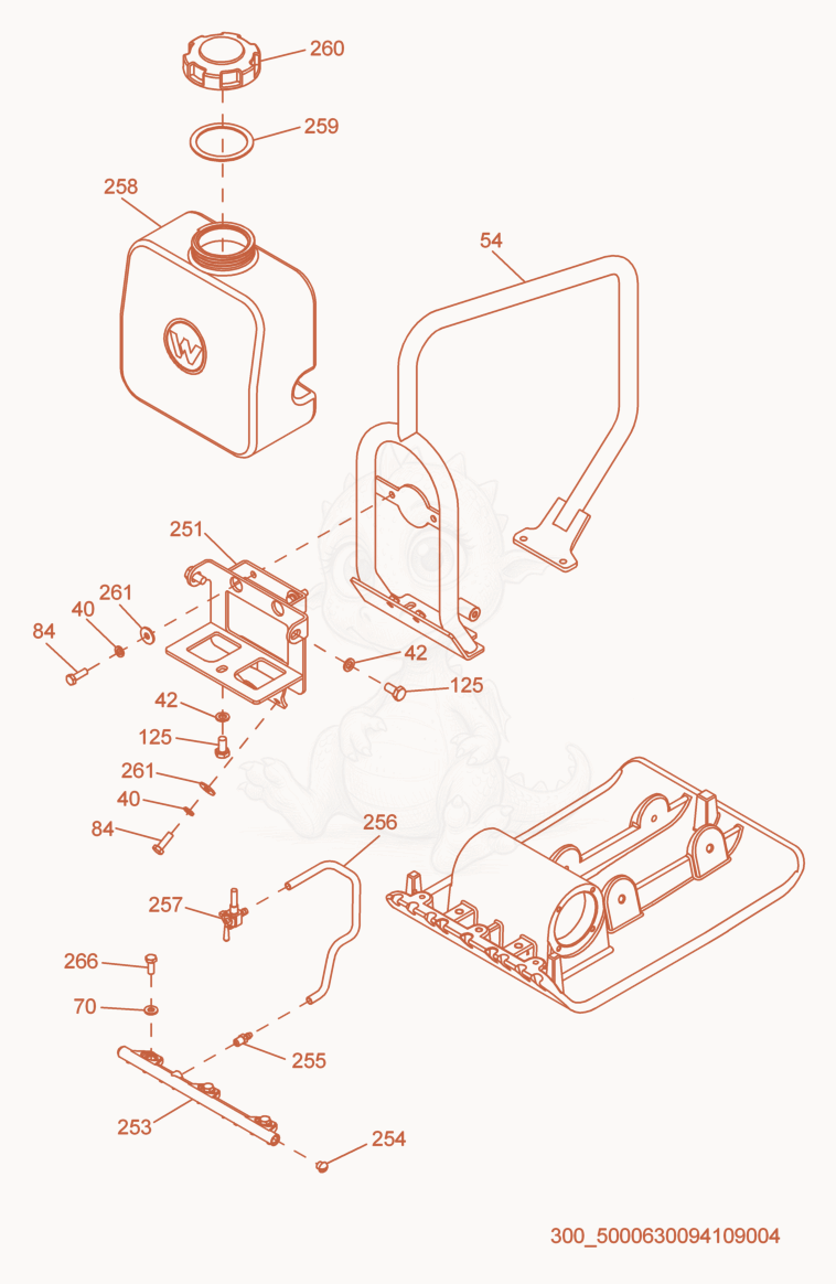 Exploded parts diagram of the Water System Kit of a Wacker Neuson VP60HW, with numbered balloons
