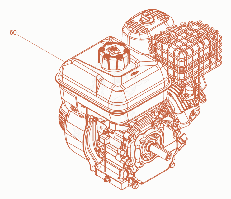 Despiece del Engine Briggs & Stratton XR750 de una máquina Wacker Neuson BPS2050B, con globos numerados