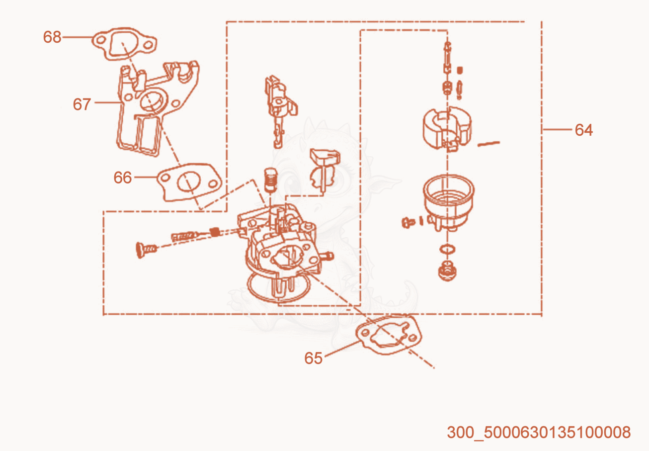 Despiece del Carburetor de una máquina Wacker Neuson ML240, con globos numerados