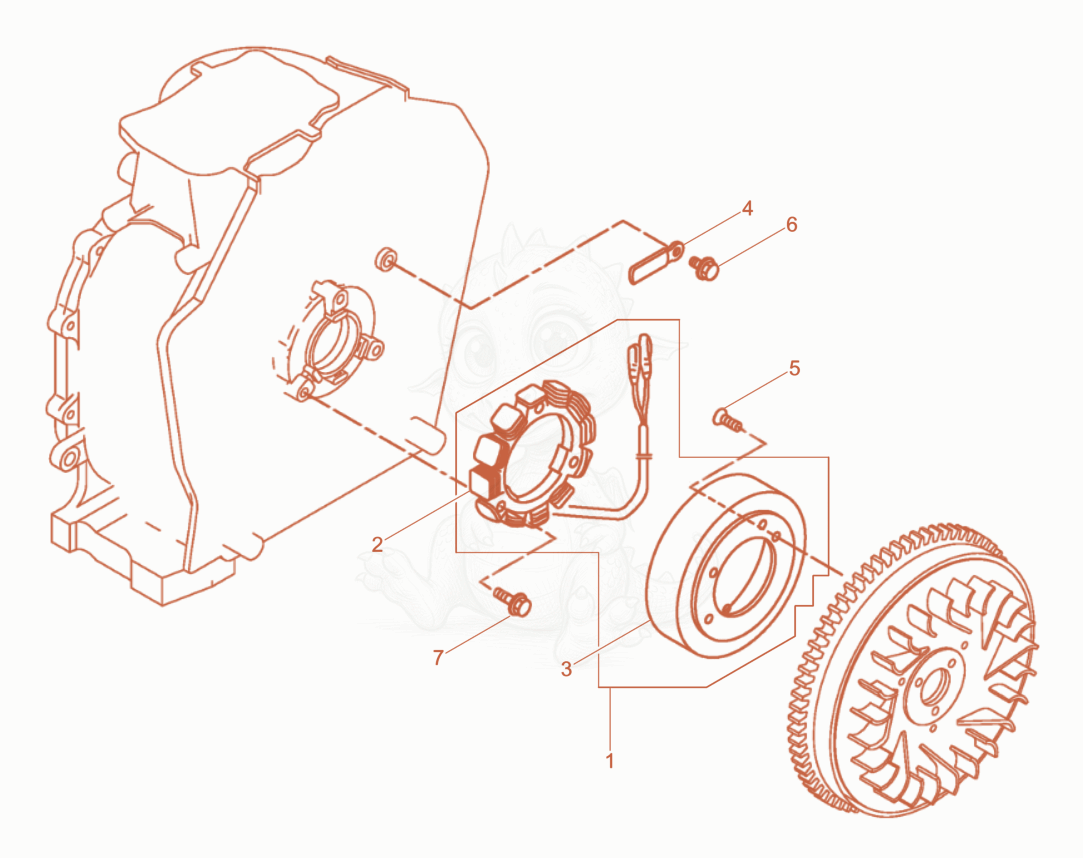 Exploded parts diagram of the Dynamo of a Wacker Neuson RD10YEHFLRC, with numbered balloons