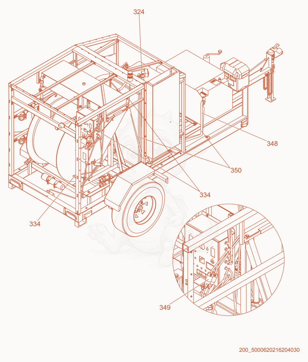 Exploded parts diagram of the Wire cpl. of a Wacker Neuson E3000ES, with numbered balloons