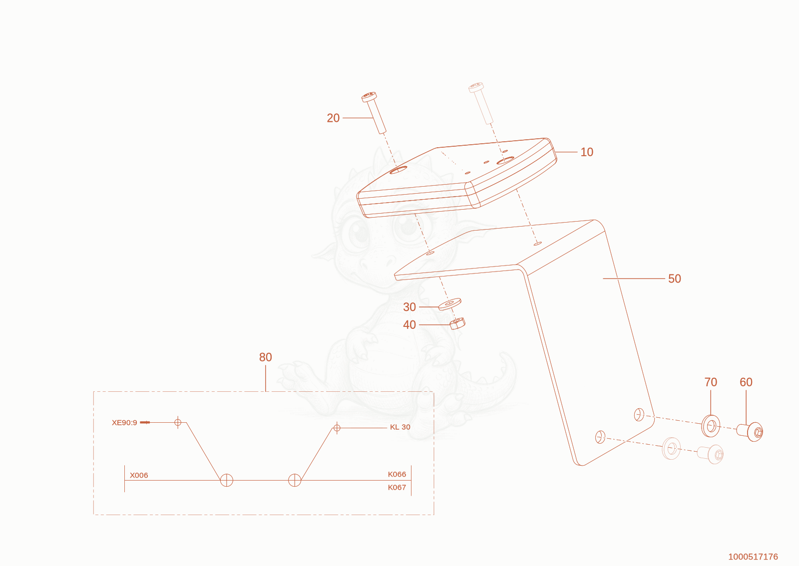 Exploded parts diagram of the drive lock of a Wacker Neuson WL60STAGEV, with numbered balloons