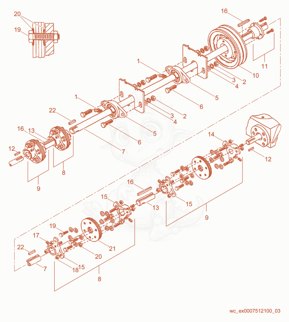 Exploded parts diagram of the Flex Drive of a Wacker Neuson CRT36ASN, with numbered balloons