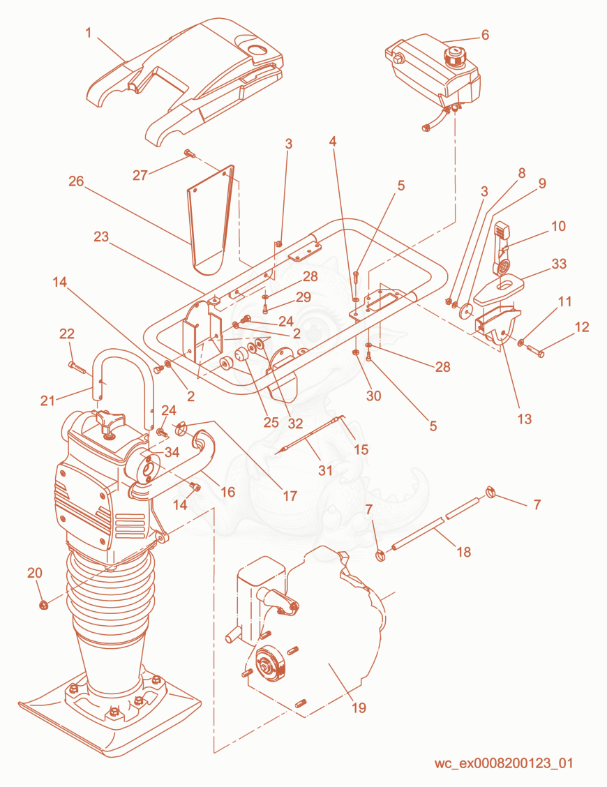 Exploded parts diagram of the Machine cpl. of a Wacker Neuson DS720, with numbered balloons