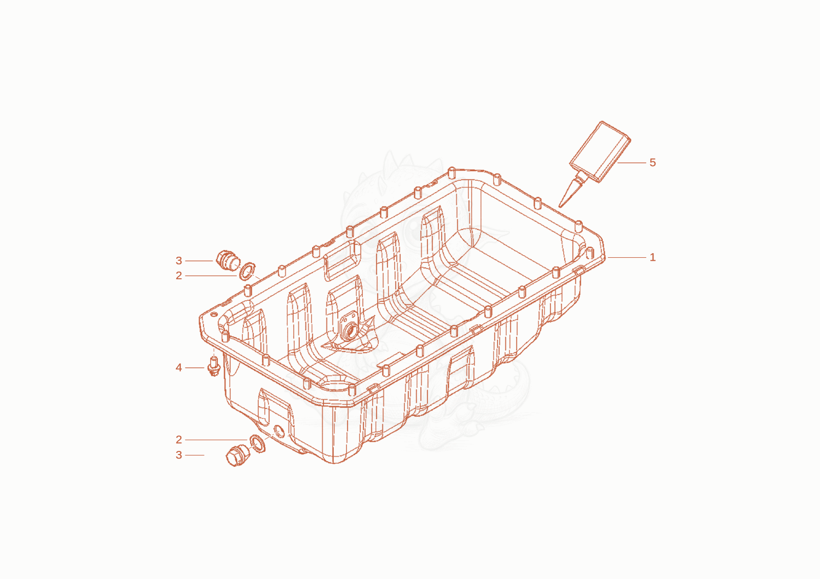 Exploded parts diagram of the oil sump of a Wacker Neuson WL34, with numbered balloons