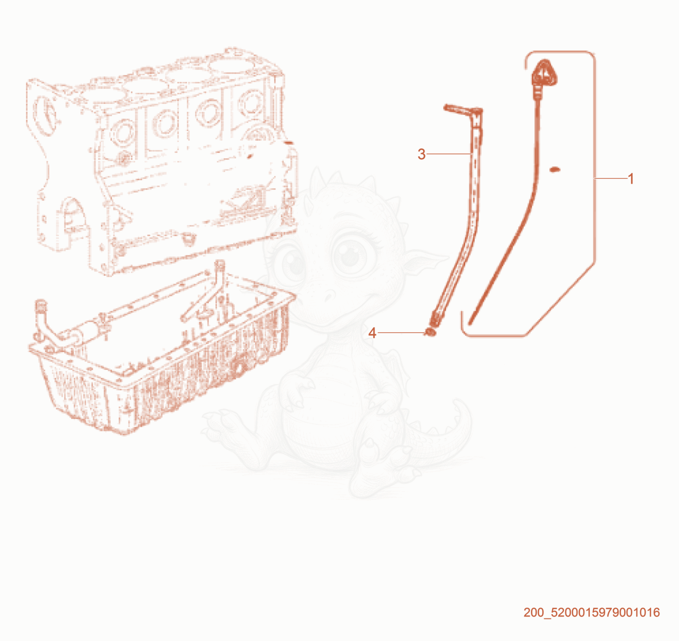 Exploded parts diagram of the Oil Dipstick of a Wacker Neuson RTL82-SC3, with numbered balloons