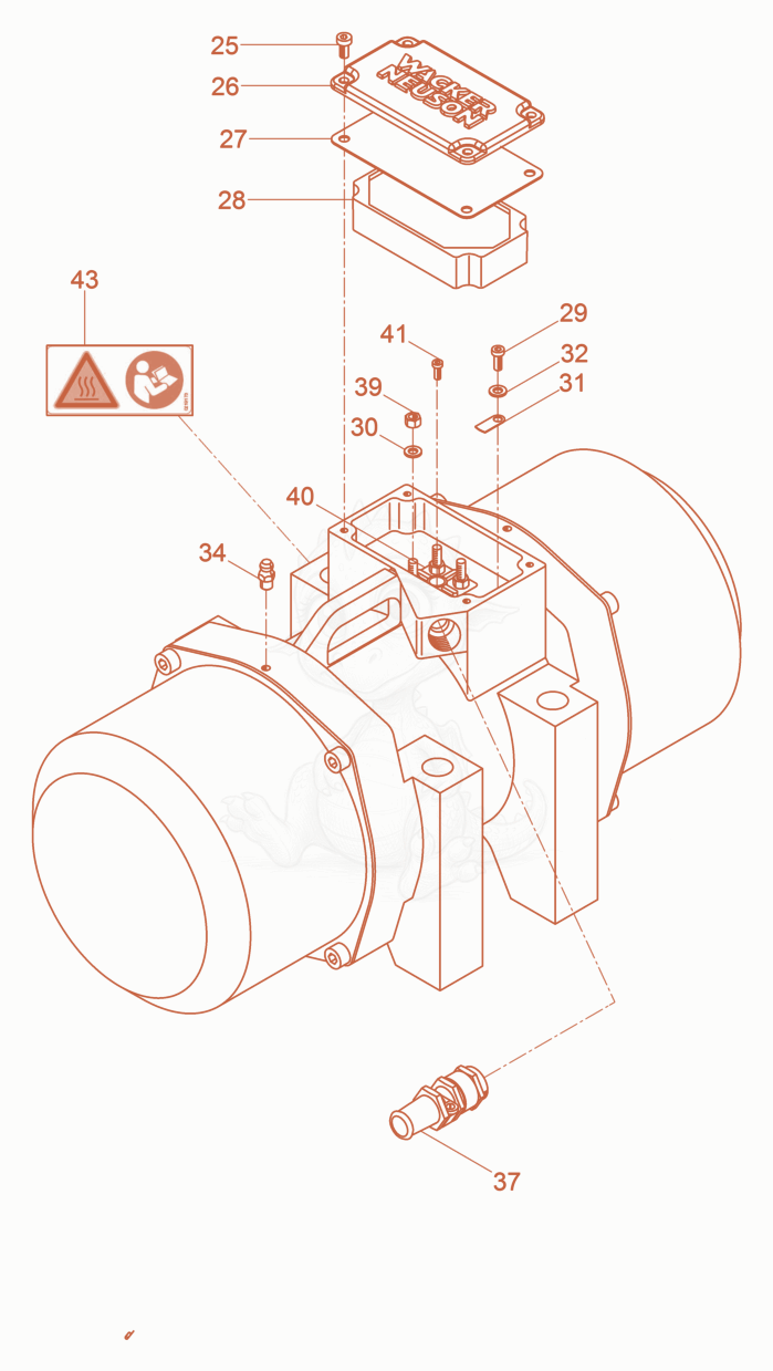 Exploded parts diagram of the External Vibrator cpl. of a Wacker Neuson AR75/1,5/400, with numbered balloons