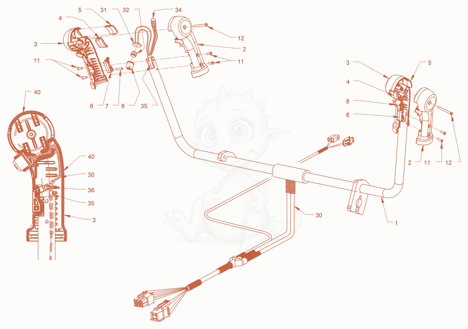 Exploded parts diagram of the electrical system of a Wacker Neuson RD24-100O, with numbered balloons