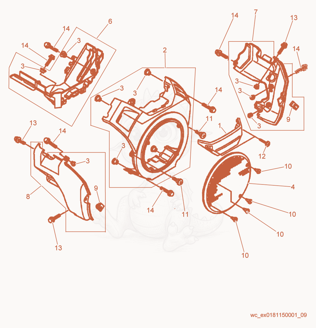 Exploded parts diagram of the Blower Housing of a Wacker Neuson CRT36-26A, with numbered balloons