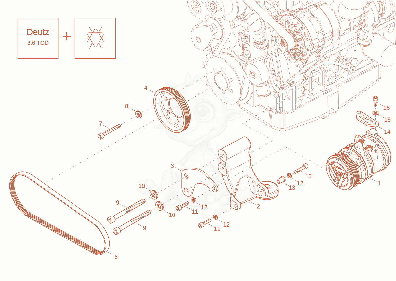 Exploded parts diagram of the ADDITIONAL PARTS AIR-CONDITIONING (OPT.) of a Wacker Neuson DV60-2, with numbered balloons