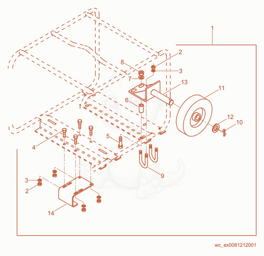 Exploded parts diagram of the Wheel Kit of a Wacker Neuson PT3A, with numbered balloons
