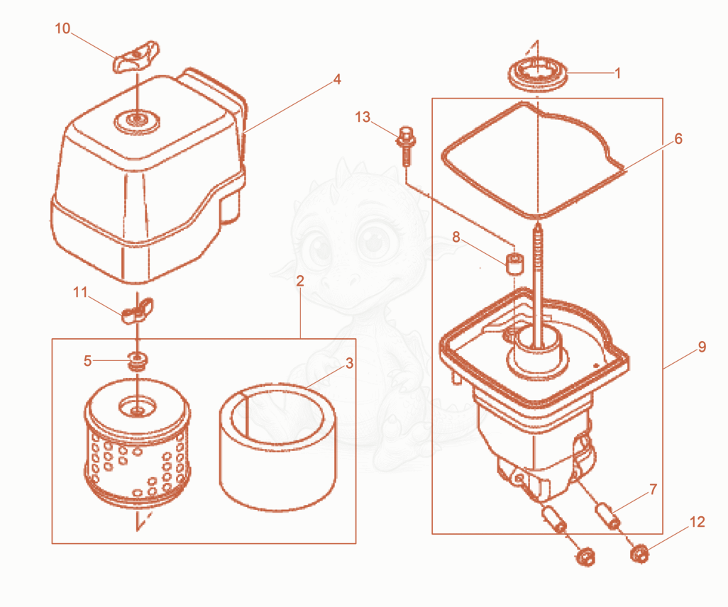 Exploded parts diagram of the Air Cleaner of a Wacker Neuson WP1540AWUS, with numbered balloons