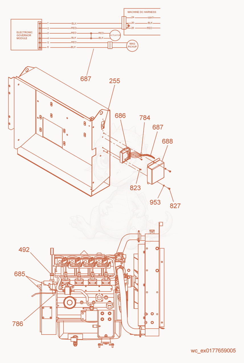 Exploded parts diagram of the Option-Electronic Governor of a Wacker Neuson G25, with numbered balloons