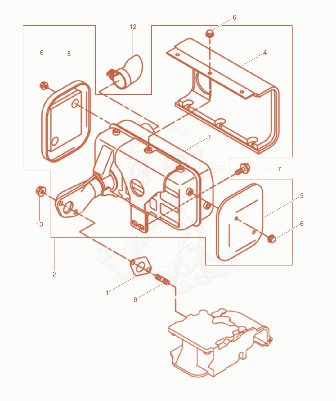 Exploded parts diagram of the Exhaust of a Wacker Neuson RD7YEHFLRC, with numbered balloons