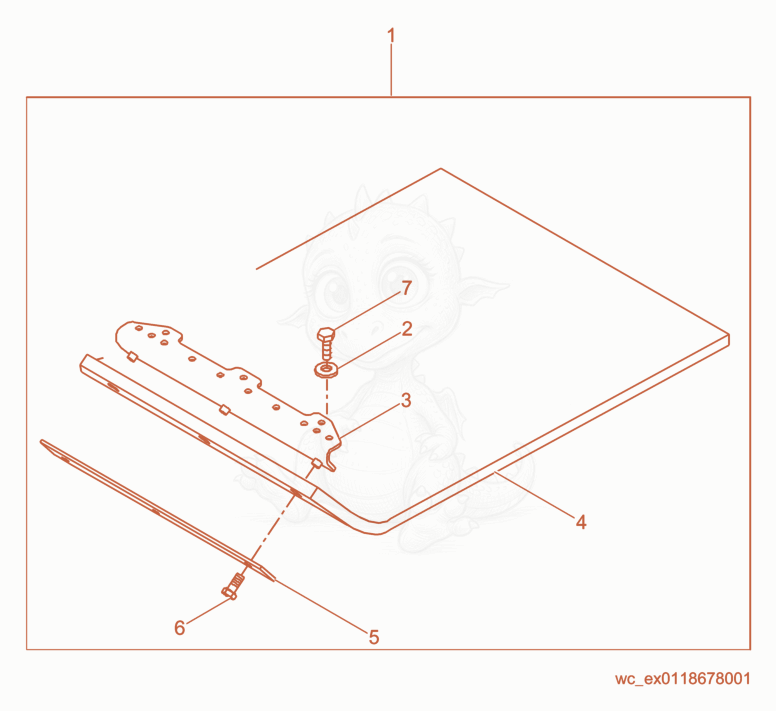 Despiece del Protective Pad Kit de una máquina Wacker Neuson VP2050Y, con globos numerados
