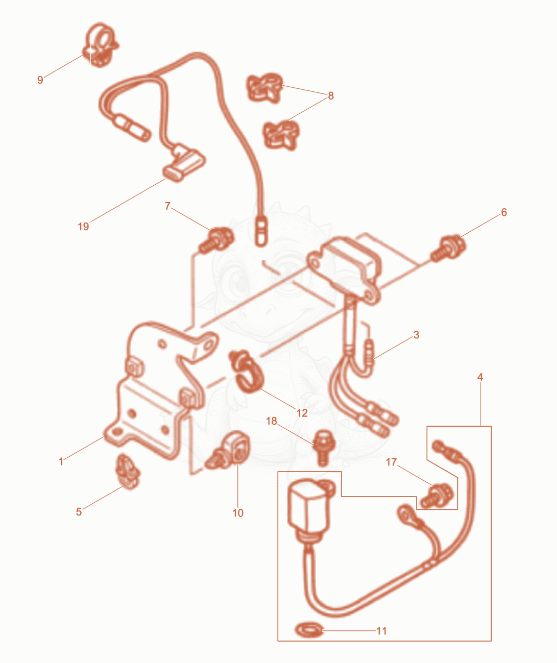 Exploded parts diagram of the Oil Level Switch of a Wacker Neuson BS62-4A/28, with numbered balloons