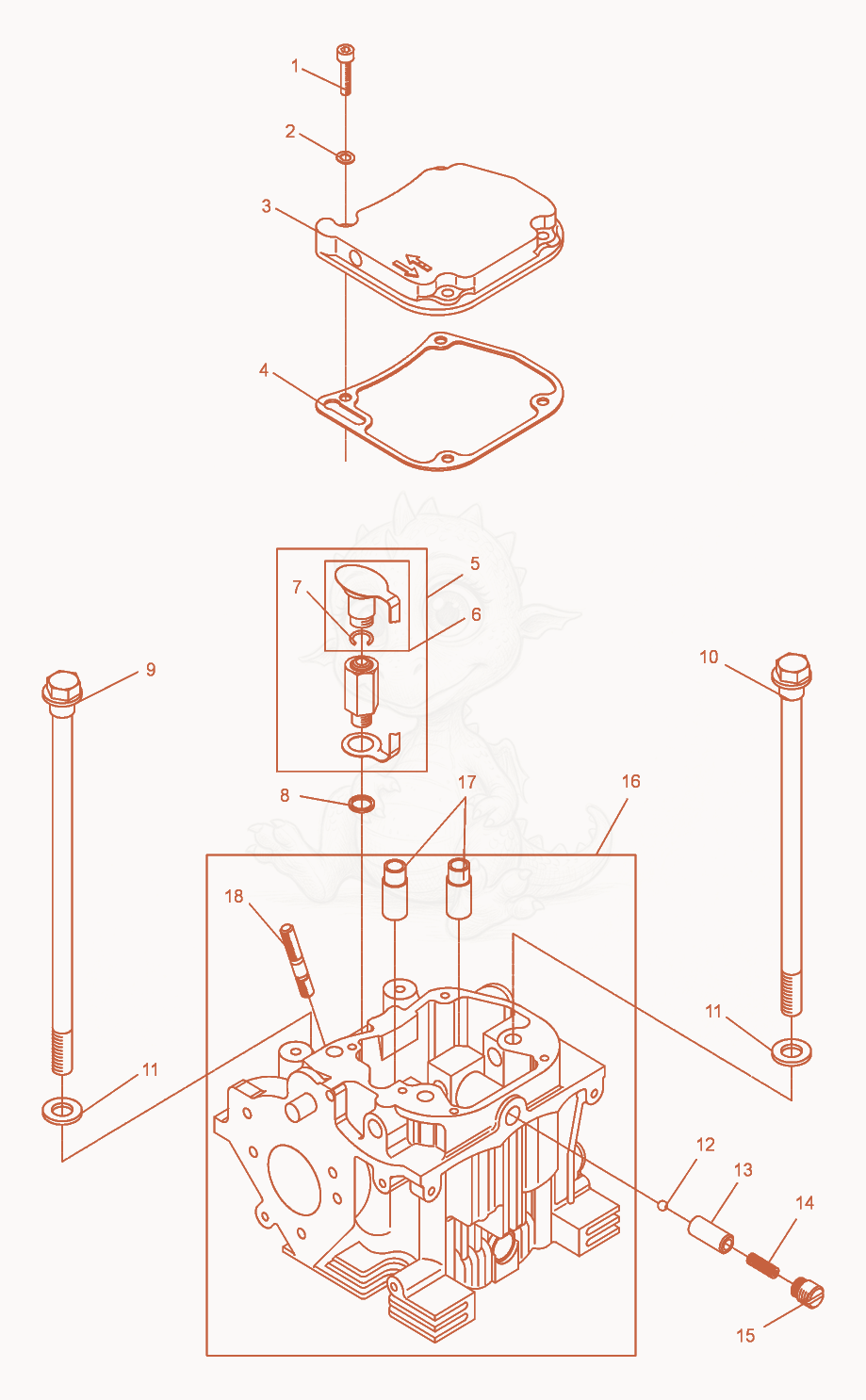 Exploded parts diagram of the Dosing Device-Cylinder Head of a Wacker Neuson DPU4045H, with numbered balloons