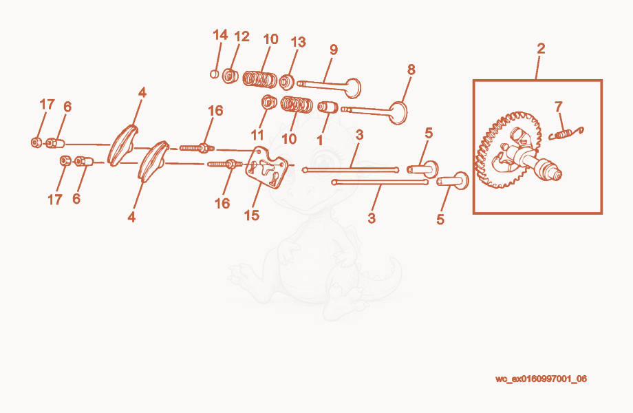 Exploded parts diagram of the Camshaft of a Wacker Neuson GPS6600A, with numbered balloons