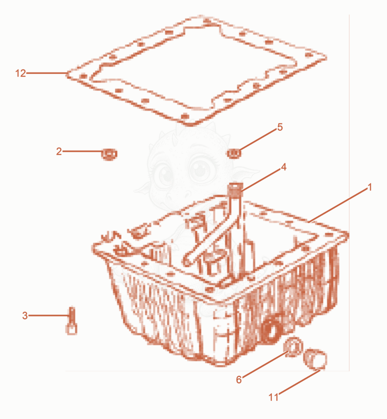 Exploded parts diagram of the Oil pan of a Wacker Neuson DPU90RLEM770US, with numbered balloons