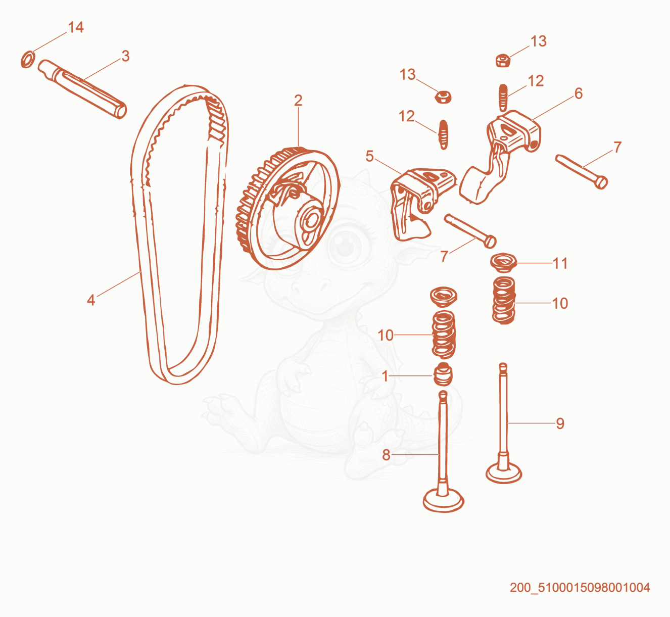 Exploded parts diagram of the Camshaft of a Wacker Neuson BS50-4AS, with numbered balloons