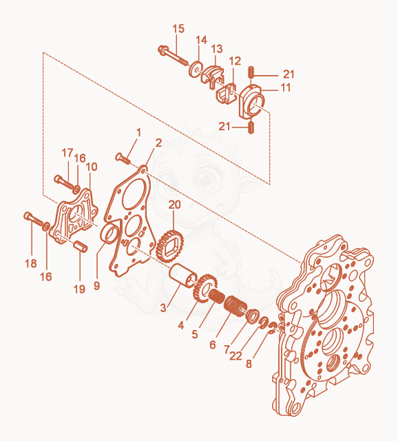 Exploded parts diagram of the Oil Pump/Governor of a Wacker Neuson RD7H-ES, with numbered balloons