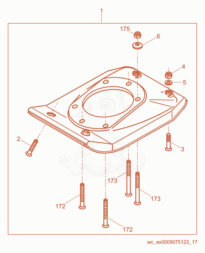 Exploded parts diagram of the Ramming Shoe Kit of a Wacker Neuson BS50-2I, with numbered balloons