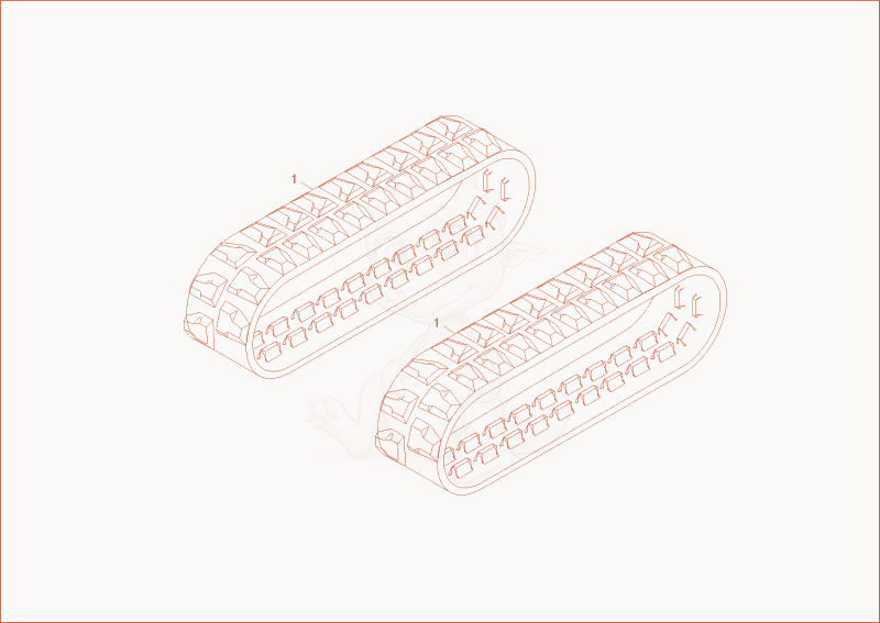 Exploded parts diagram of the rubber track of a Wacker Neuson DT08, with numbered balloons