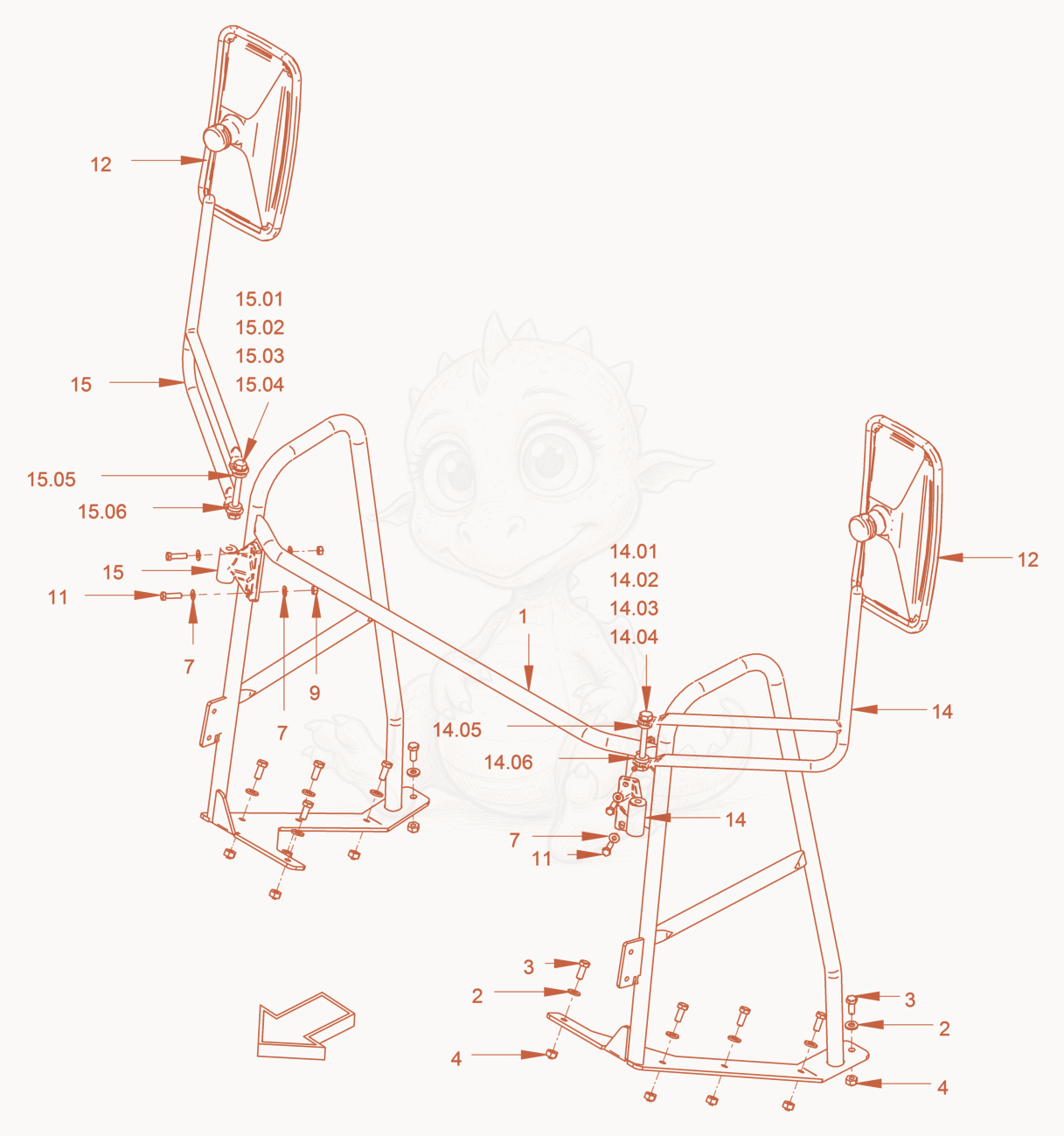 Exploded parts diagram of the Camera System of a Wacker Neuson RC70VOUS, with numbered balloons