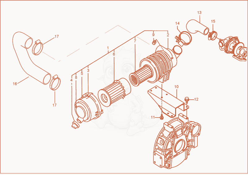 Exploded parts diagram of the AIR SUCTION SYSTEM of a Wacker Neuson 12002RD, with numbered balloons