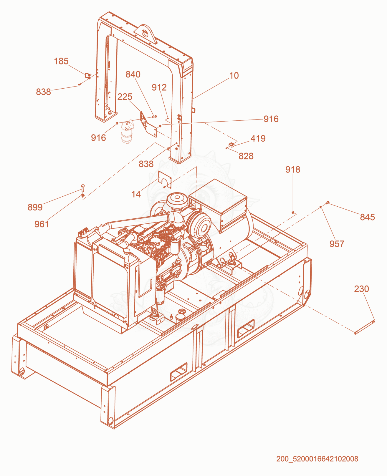 Despiece del Lifting bracket de una máquina Wacker Neuson G95, con globos numerados