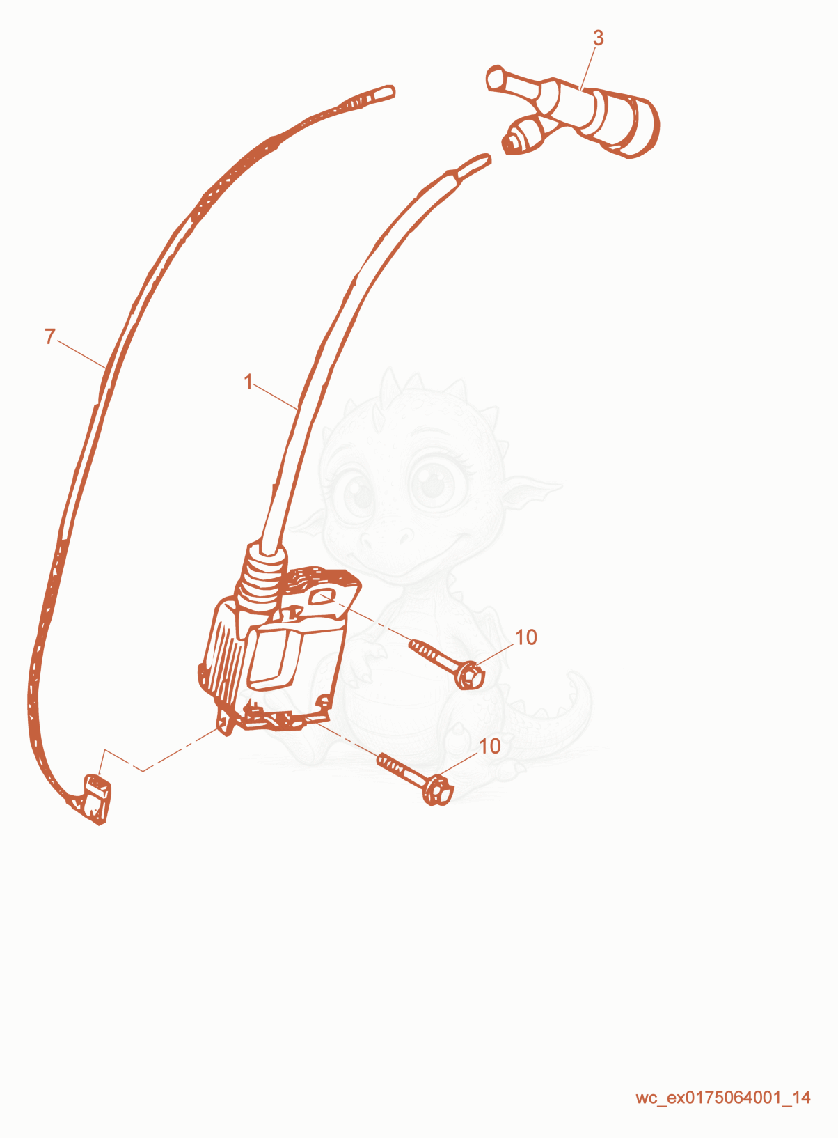 Exploded parts diagram of the Ignition Coil of a Wacker Neuson CT24-4A, with numbered balloons