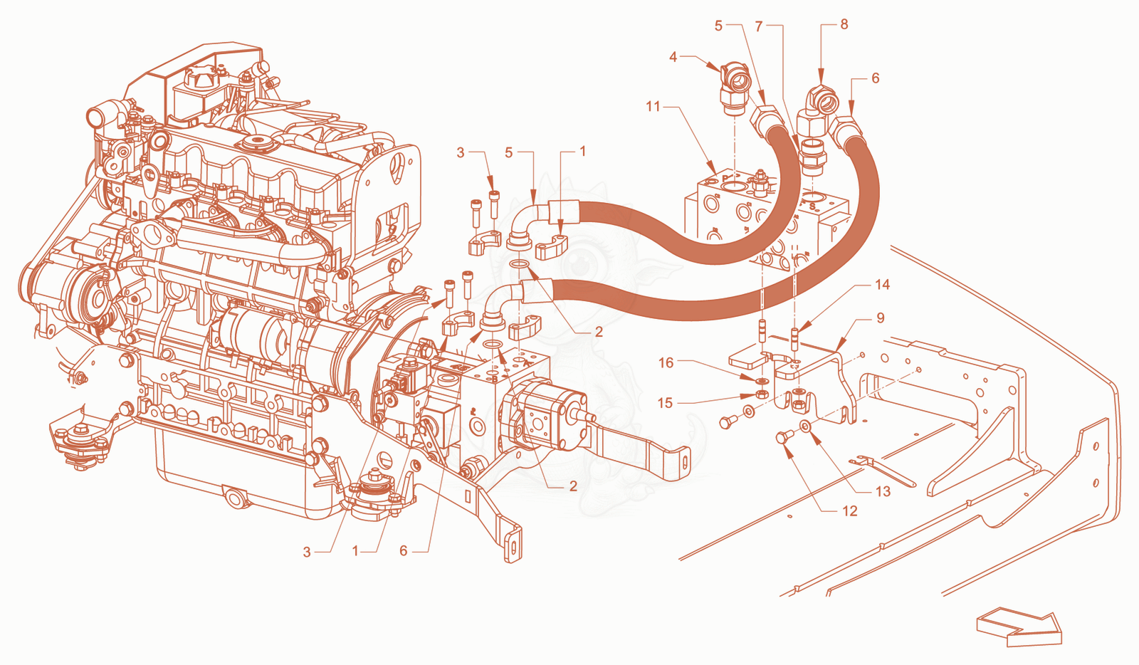 Exploded parts diagram of the advance drive of a Wacker Neuson RD40-130CDPF, with numbered balloons