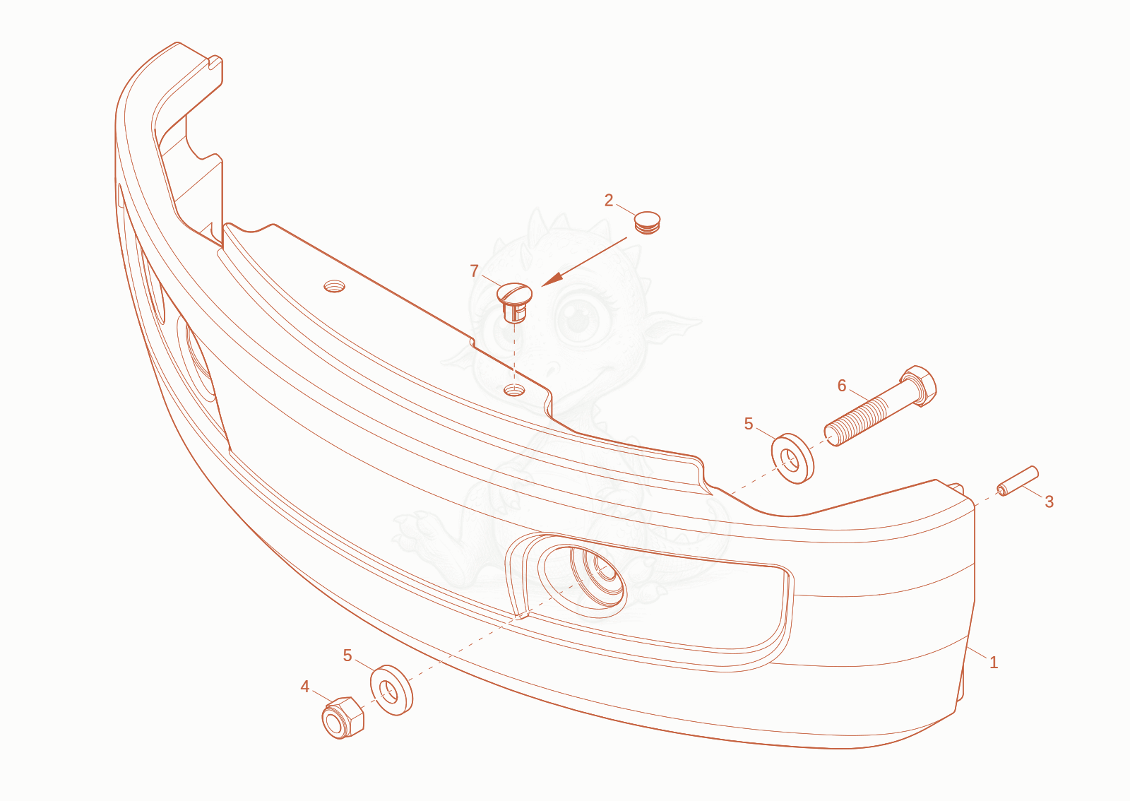 Exploded parts diagram of the bumper of a Wacker Neuson EZ17-2, with numbered balloons