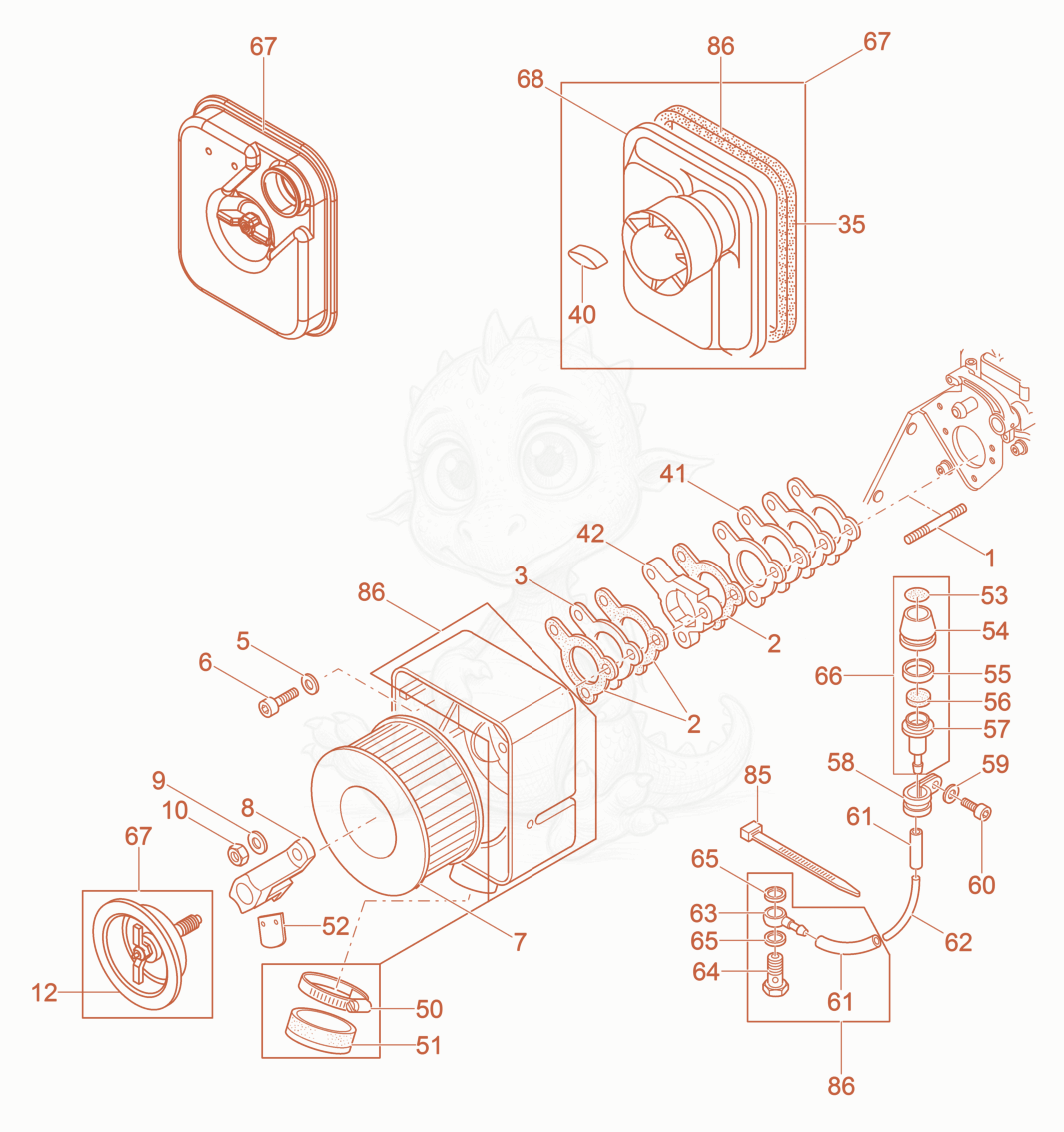 Exploded parts diagram of the Air Cleaner of a Wacker Neuson DPU6555HEAP, with numbered balloons