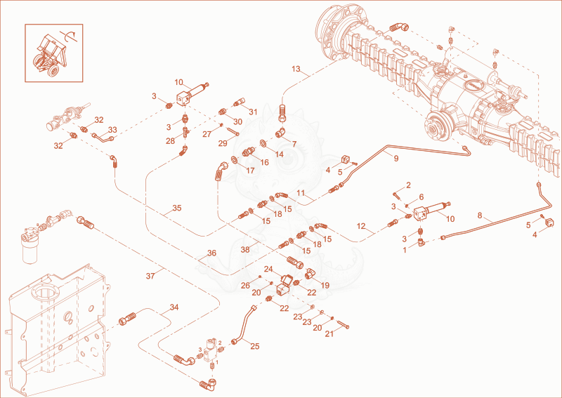 Exploded parts diagram of the BRAKE INSTALLTION of a Wacker Neuson DW90-2, with numbered balloons