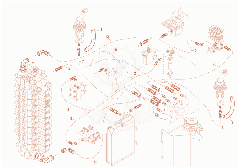 Exploded parts diagram of the TANK LINES of a Wacker Neuson EZ80, with numbered balloons