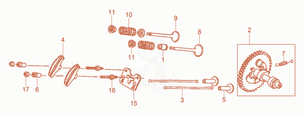 Exploded parts diagram of the Camshaft of a Wacker Neuson BPU3050, with numbered balloons