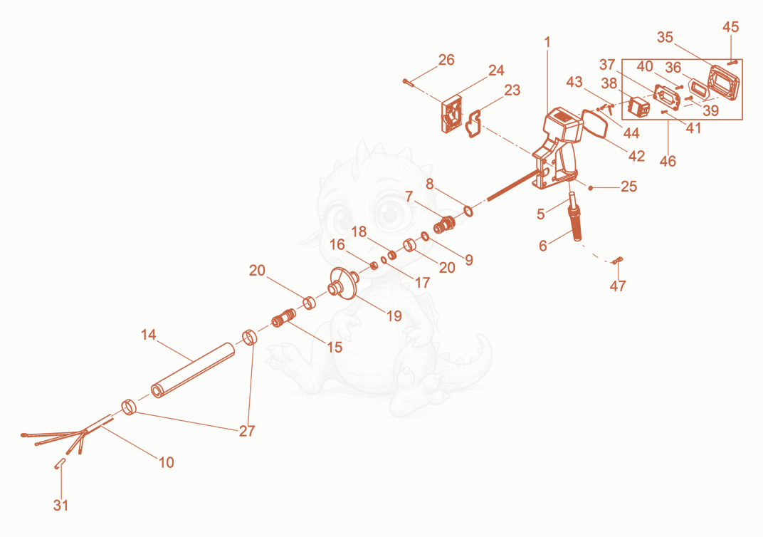Despiece del Hose connection de una máquina Wacker Neuson IRSE-FU57/230LASER, con globos numerados