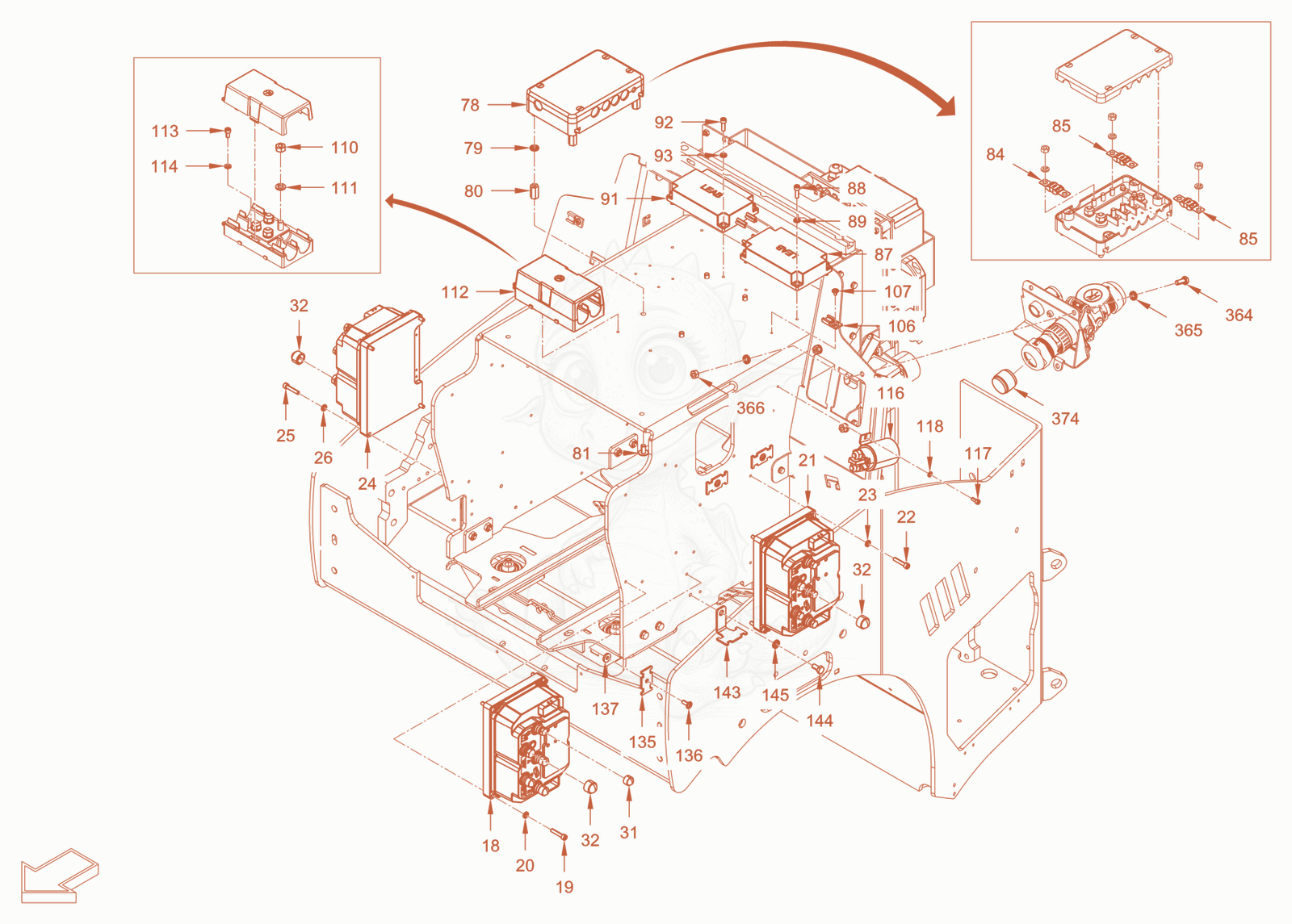 Exploded parts diagram of the electrical system of a Wacker Neuson RD24-100CE, with numbered balloons