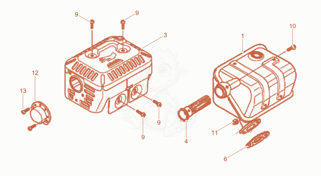 Exploded parts diagram of the Exhaust Silencer of a Wacker Neuson A5000/160ISO, with numbered balloons