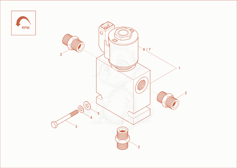 Exploded parts diagram of the 3/2 VALVE (OPTION) of a Wacker Neuson EZ38, with numbered balloons