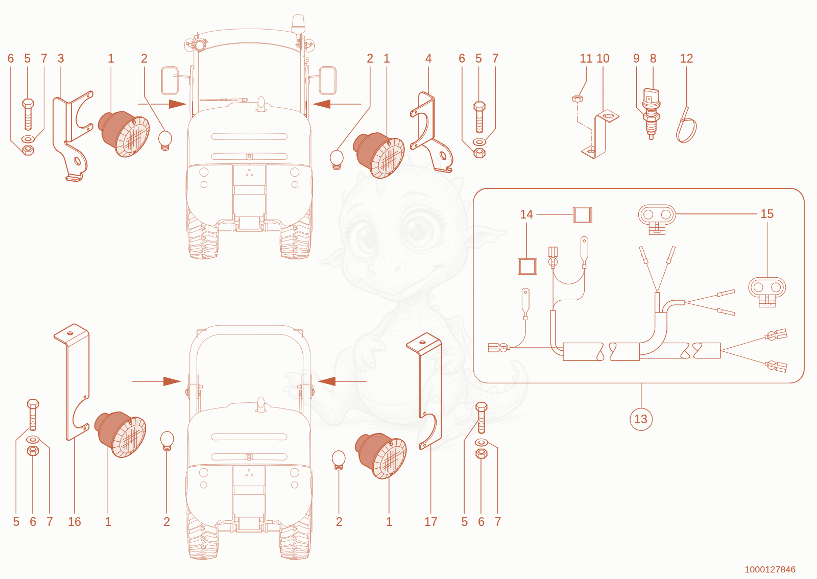 Exploded parts diagram of the Brake light of a Wacker Neuson 280, with numbered balloons
