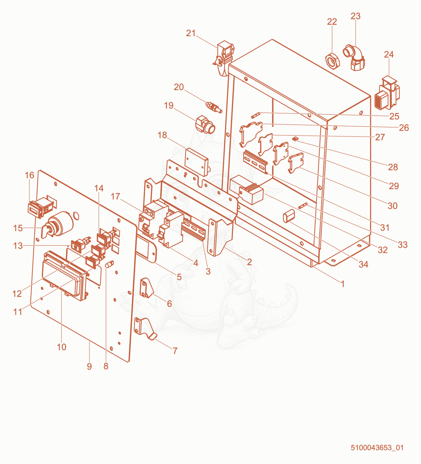 Exploded parts diagram of the Control Panel 2 of a Wacker Neuson LTS8L, with numbered balloons