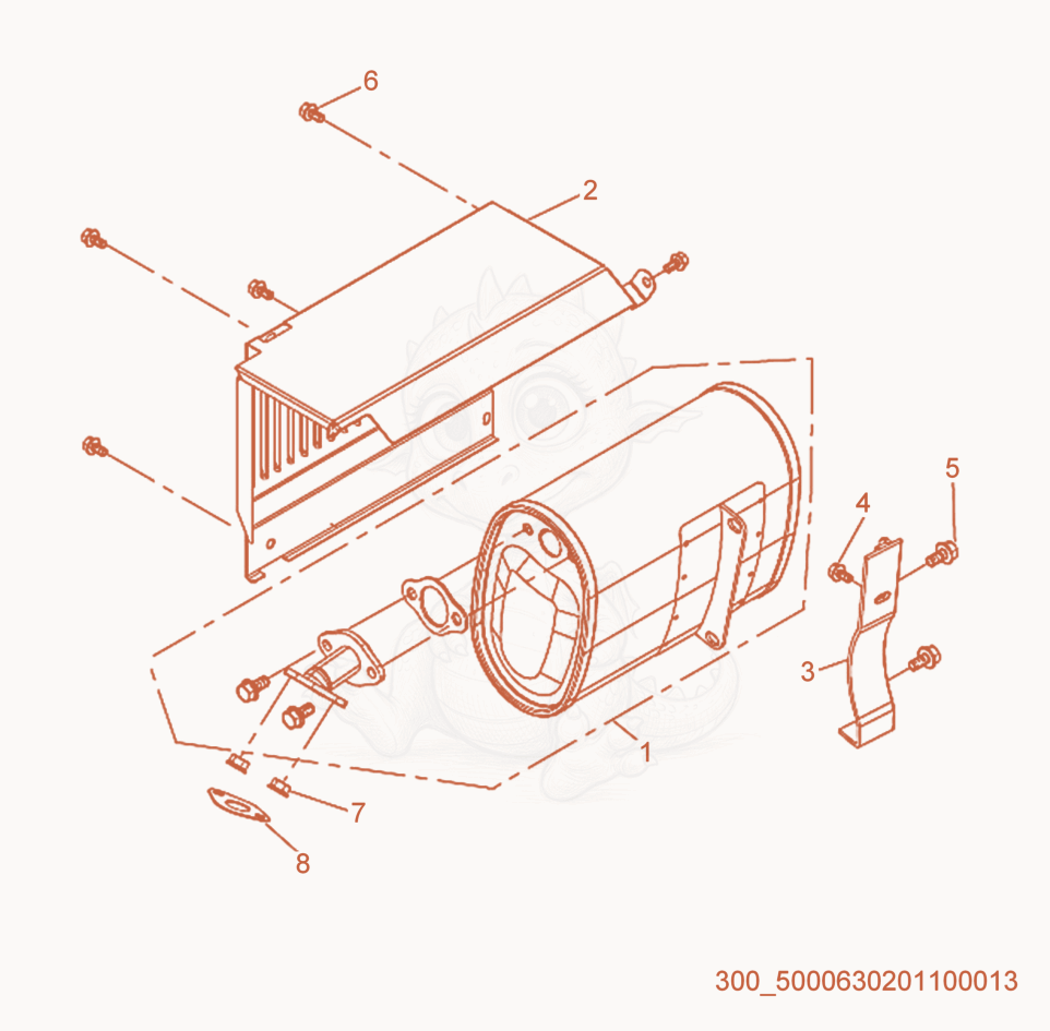 Exploded parts diagram of the Muffler of a Wacker Neuson MG3SD, with numbered balloons
