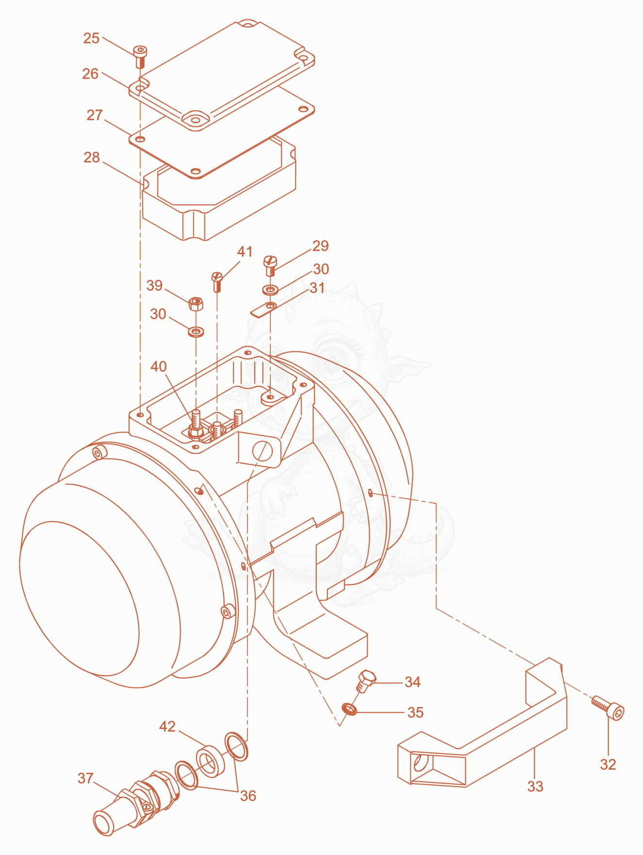Exploded parts diagram of the External Vibrator cpl. of a Wacker Neuson AR42/9/250, with numbered balloons