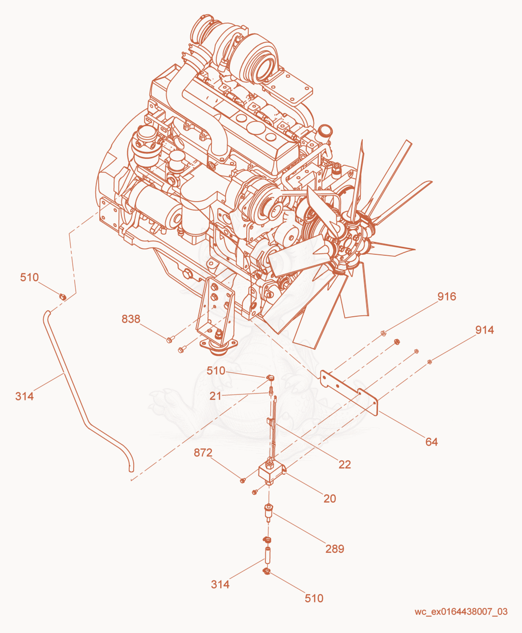 Exploded parts diagram of the Option-Extended Run Tank (cont.) of a Wacker Neuson G70, with numbered balloons