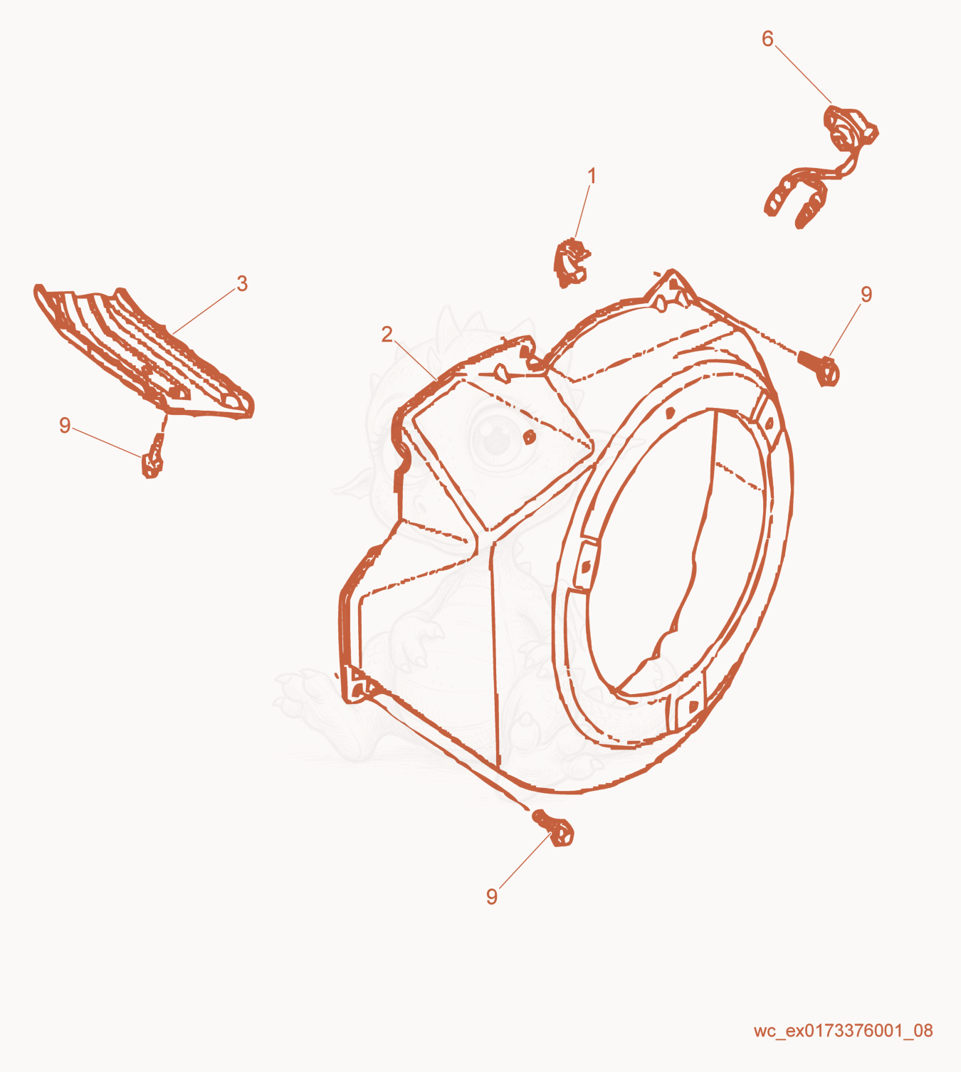 Exploded parts diagram of the Blower Housing of a Wacker Neuson GP3800A, with numbered balloons