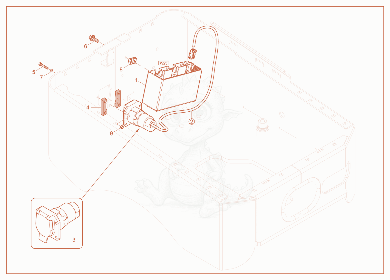 Exploded parts diagram of the Decoder Module of a Wacker Neuson RTSC3, with numbered balloons