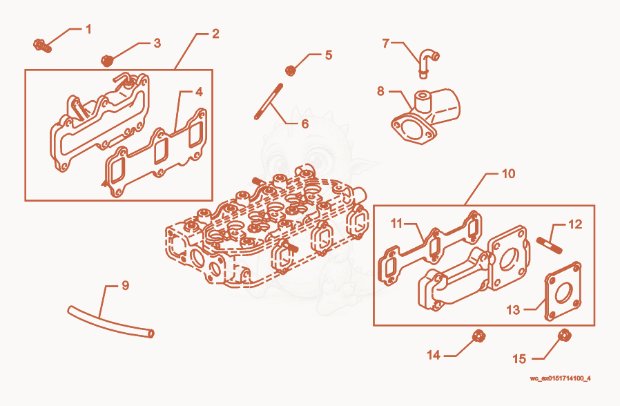 Exploded parts diagram of the Manifold cpl. of a Wacker Neuson CRT48-31V-ES, with numbered balloons