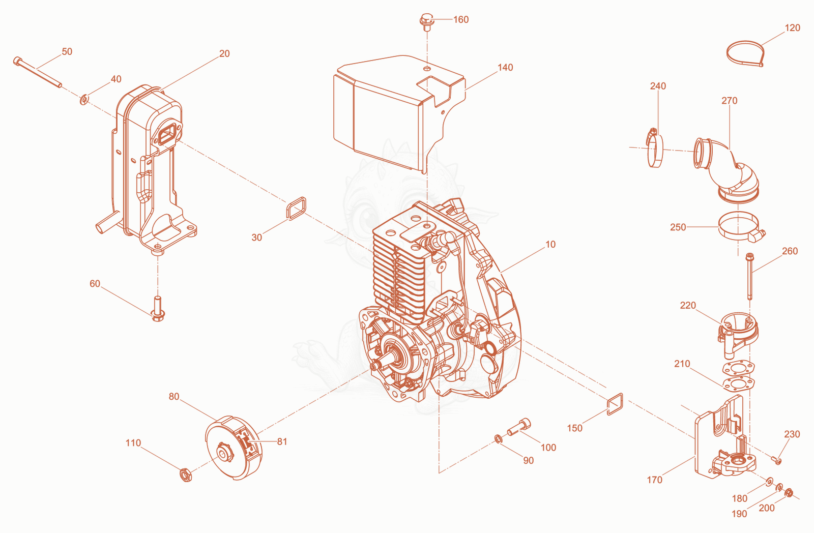 Exploded parts diagram of the WM80 of a Wacker Neuson BS62-2/28, with numbered balloons